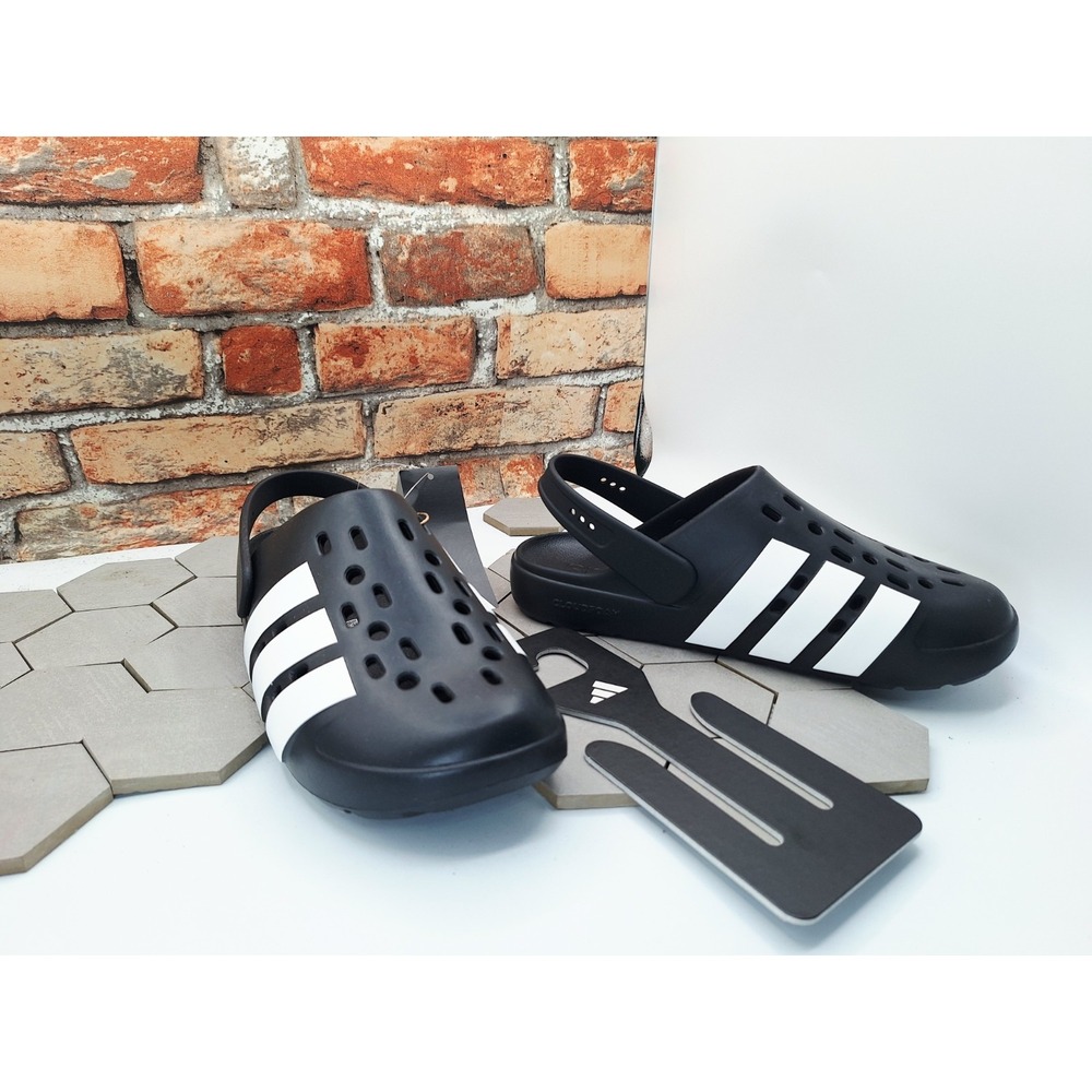 Adidas Adilette Clog 2.0 Black White Men Sz 11 / Womens 12 Cloudfoam Mule JQ8058 - Picture 12 of 13
